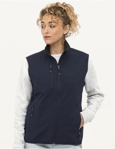 SOL-03826-Womens Falcon Zipped Softshell Bodywarmer